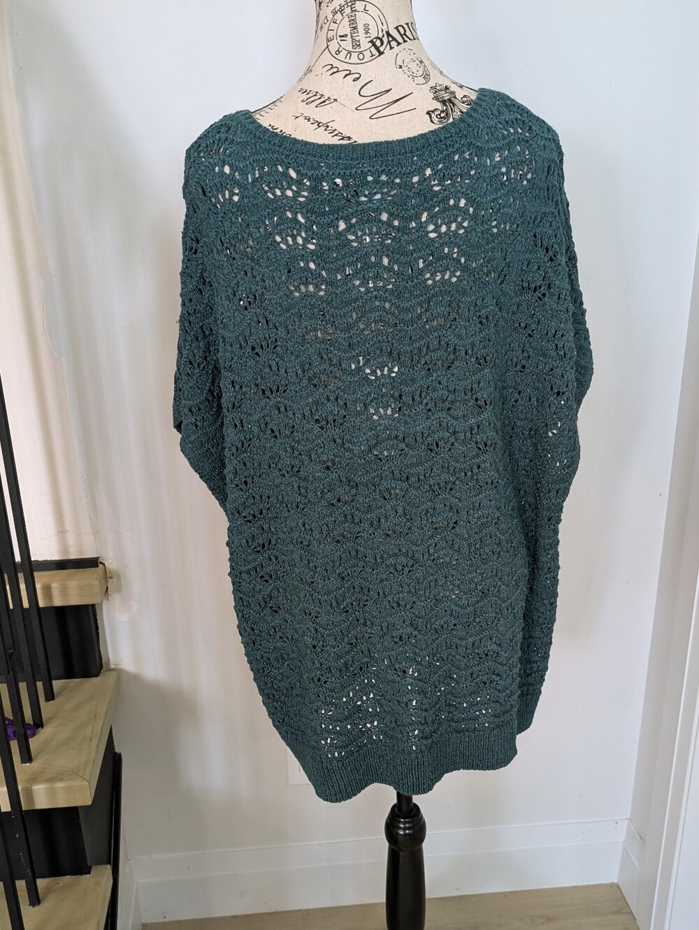 JOIE | Women's Teal Domain Sleeve Stretchy Open Knitted Sweater - Picture 5 of 6